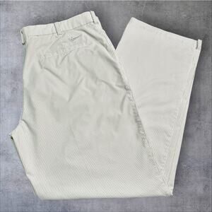 Nike Dri-Fit Mens 40x32 Gray White Stripe Flat Front Golf Performance Pants